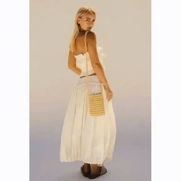 Free People Ivory All The Things Tube Top Midi Skirt Set Medium - Picture 11 of 11